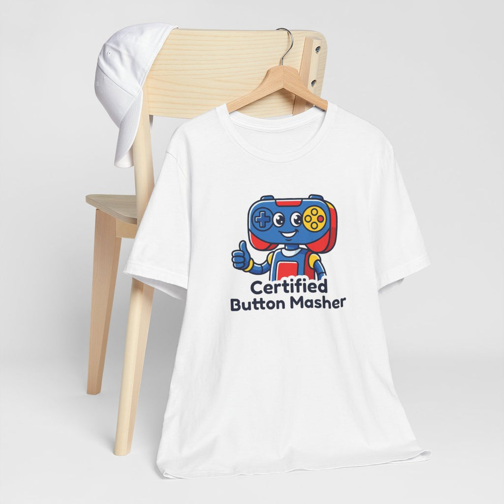 Certified Button Masher Tee | Funny Gamer Cartoon Mascot Shirt