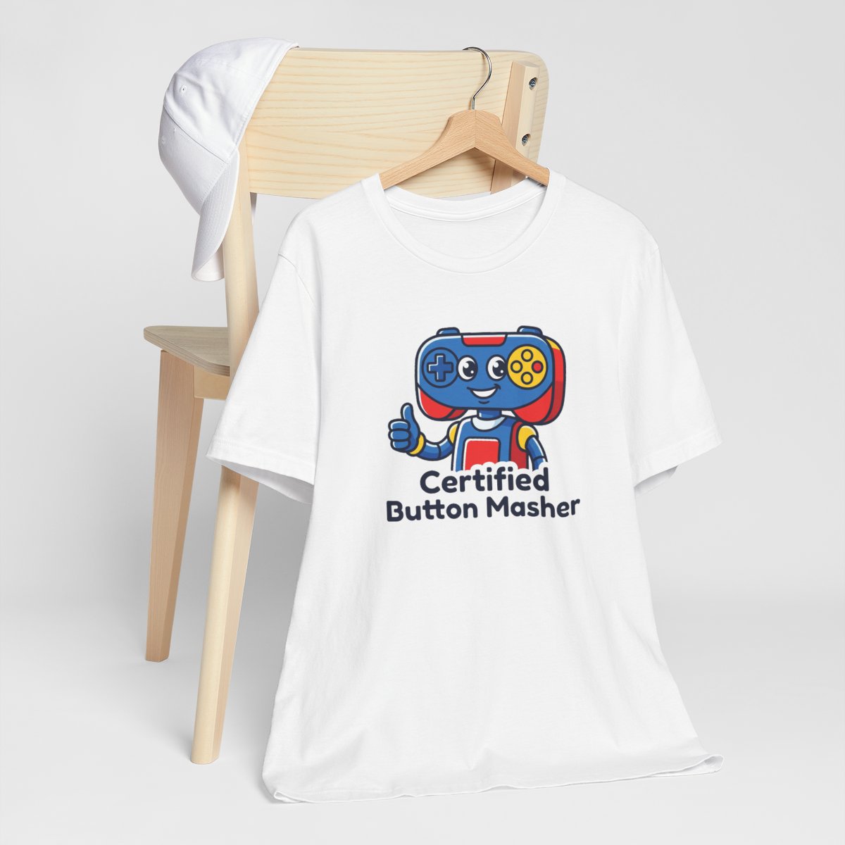 Certified Button Masher Tee | Funny Gamer Cartoon Mascot Shirt