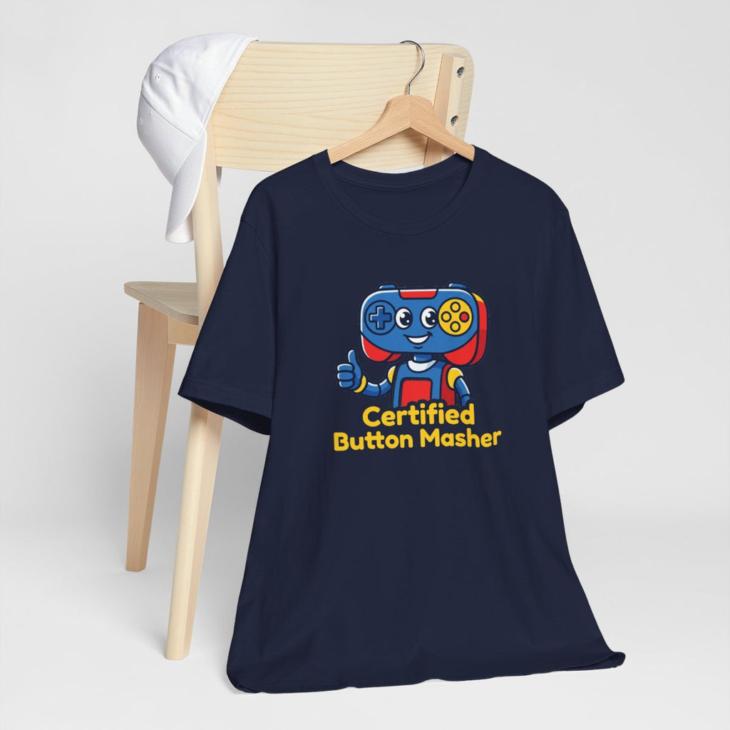 Certified Button Masher Tee | Funny Gamer Cartoon Mascot Shirt