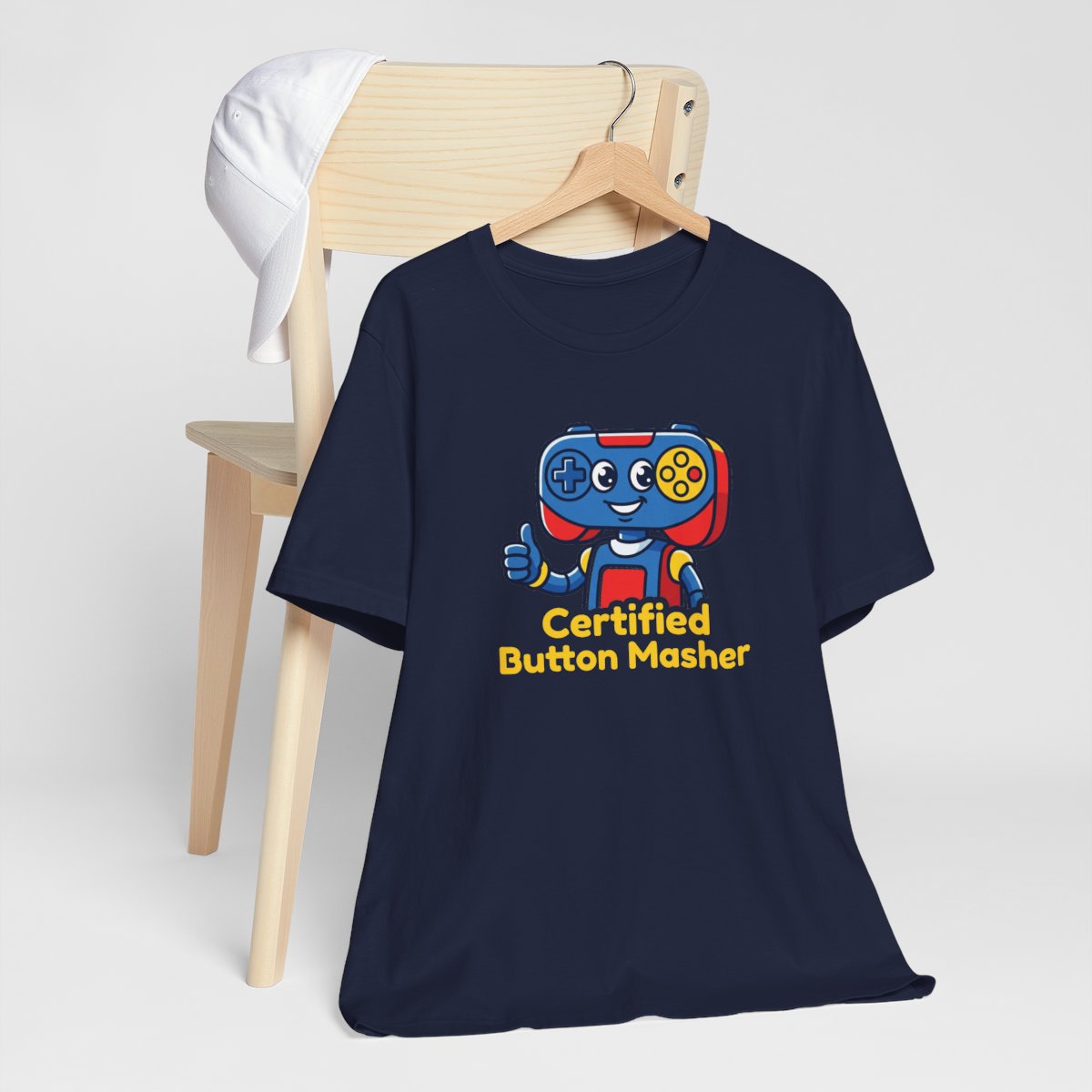 Certified Button Masher Tee | Funny Gamer Cartoon Mascot Shirt