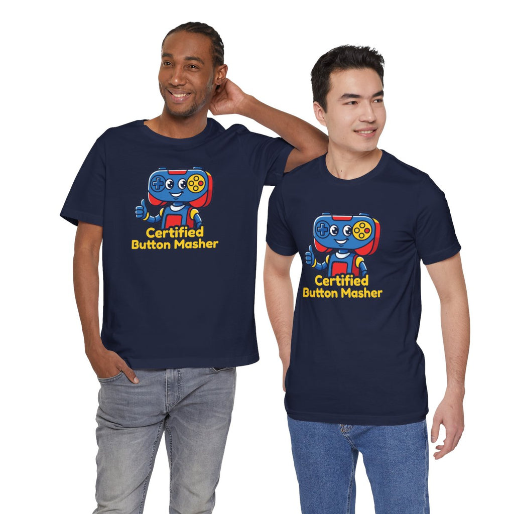 Certified Button Masher Tee | Funny Gamer Cartoon Mascot Shirt