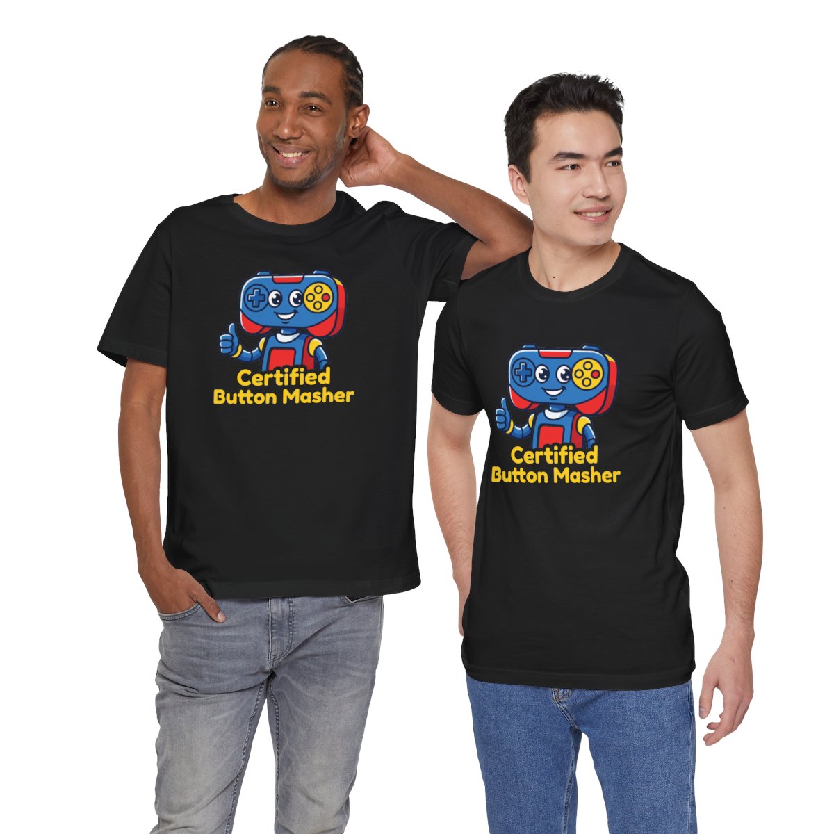 Certified Button Masher Tee | Funny Gamer Cartoon Mascot Shirt