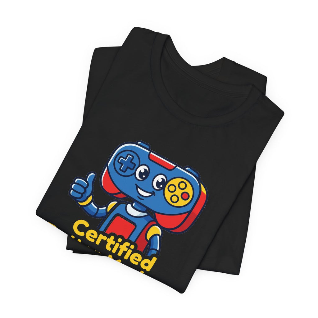 Certified Button Masher Tee | Funny Gamer Cartoon Mascot Shirt
