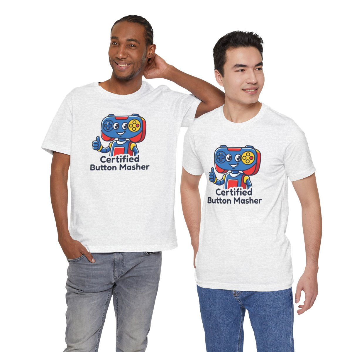 Certified Button Masher Tee | Funny Gamer Cartoon Mascot Shirt