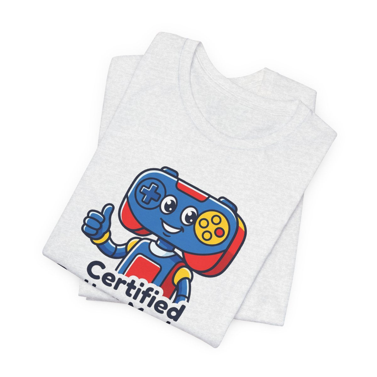 Certified Button Masher Tee | Funny Gamer Cartoon Mascot Shirt