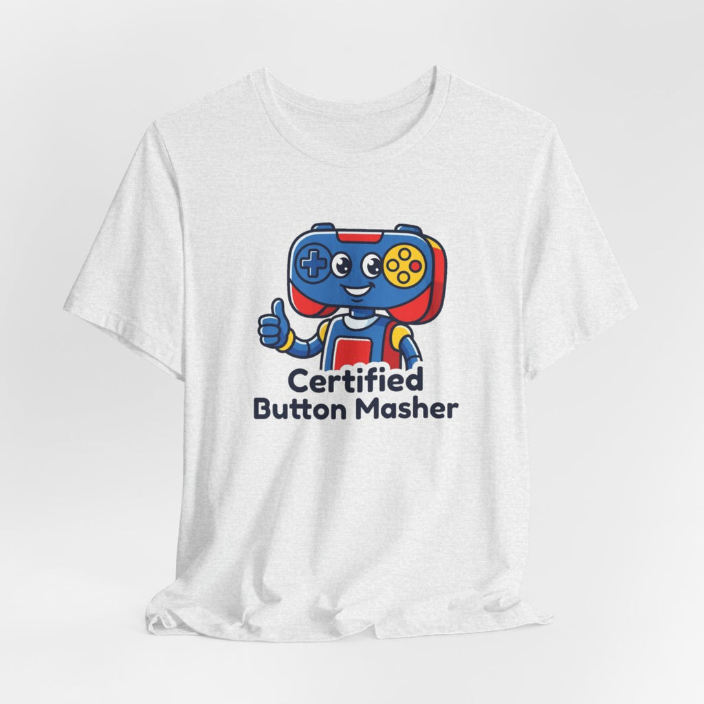 Certified Button Masher Tee | Funny Gamer Cartoon Mascot Shirt