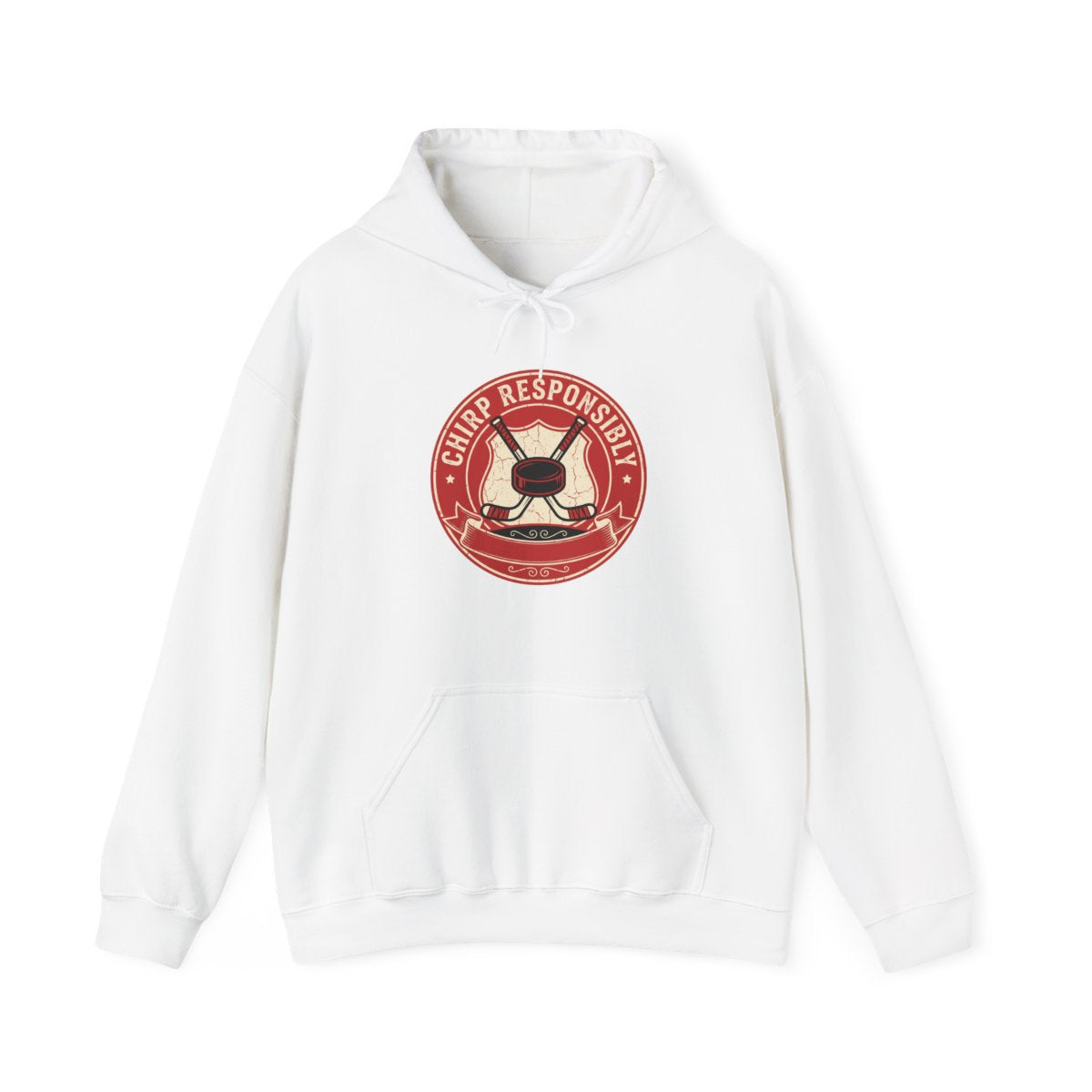 Chirp Responsibly Hoodie | Funny Hockey Badge Shirt