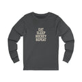 Eat Sleep Hockey Repeat Long Sleeve Tee | Funny Hockey Lover Shirt
