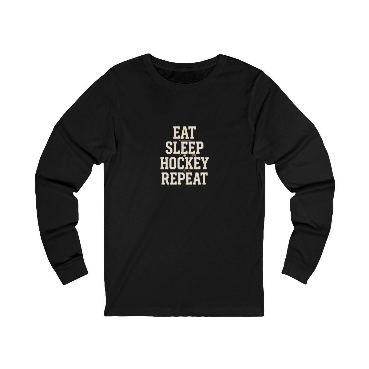 Eat Sleep Hockey Repeat Long Sleeve Tee | Funny Hockey Lover Shirt