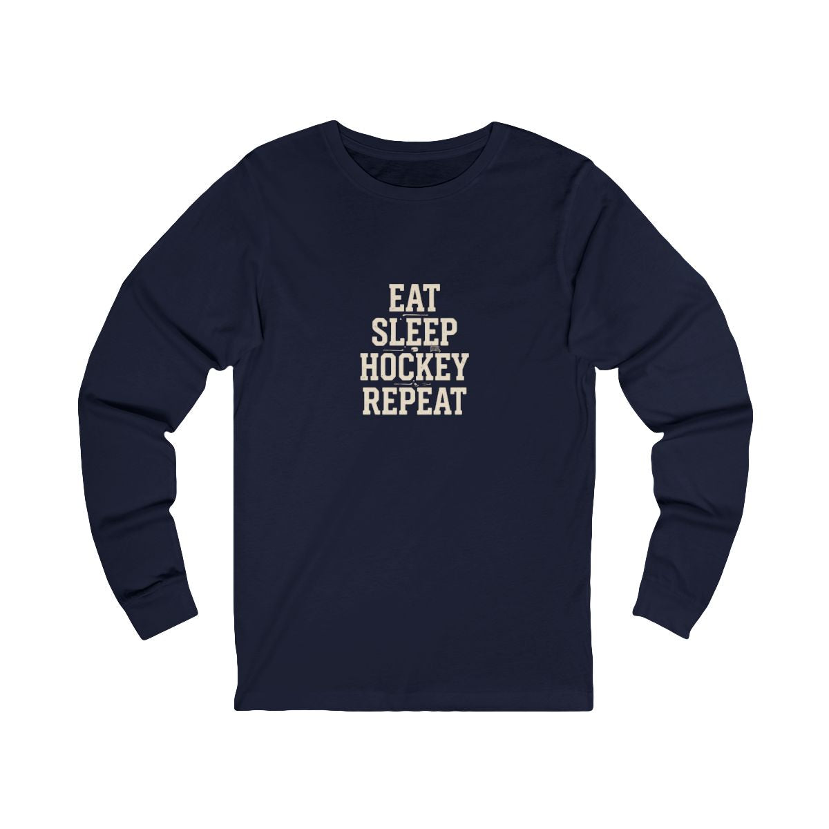 Eat Sleep Hockey Repeat Long Sleeve Tee | Funny Hockey Lover Shirt