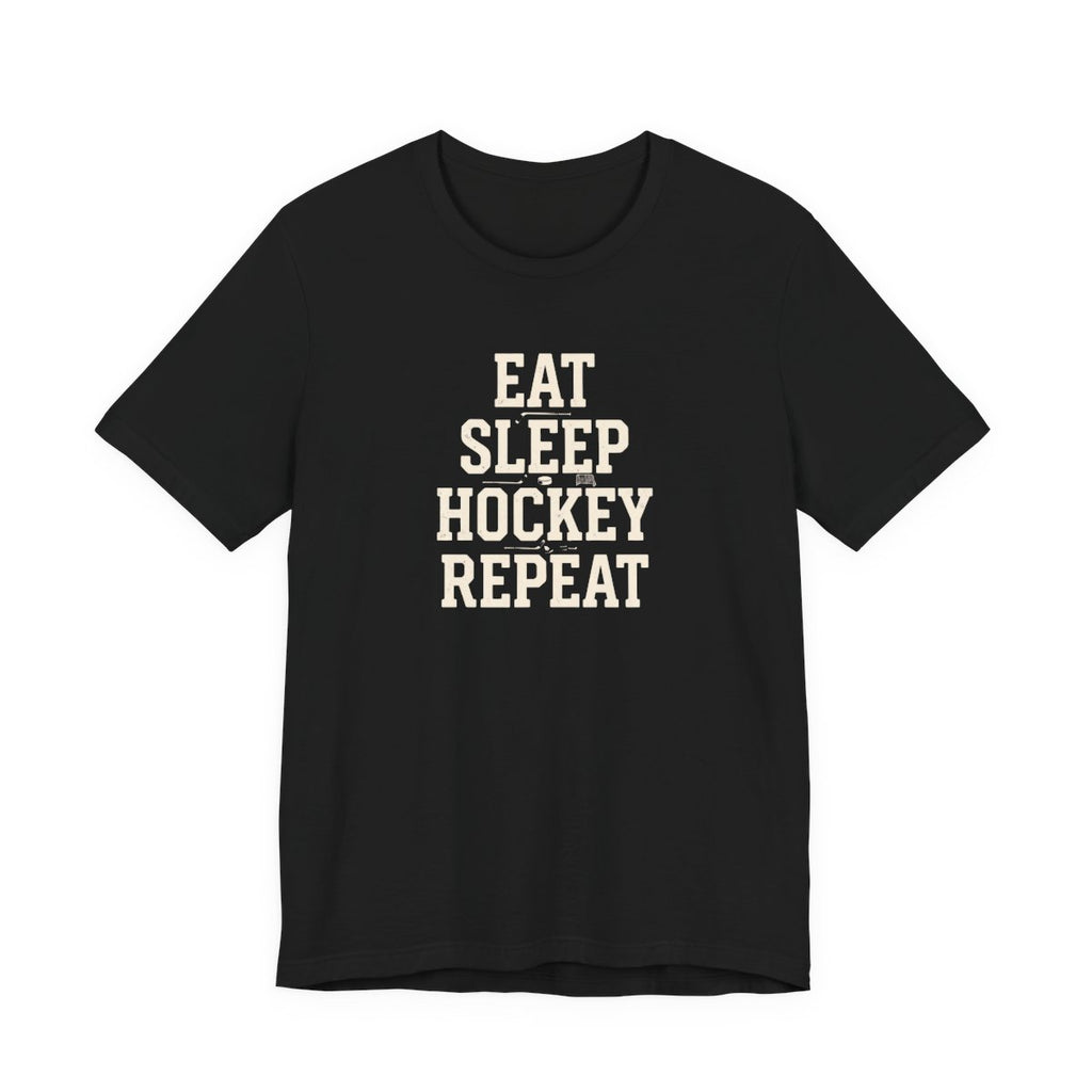 Eat Sleep Hockey Repeat Tee | Funny Hockey Lover Shirt