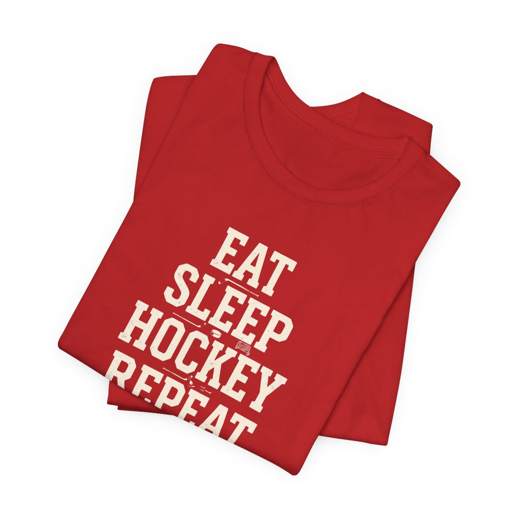 Eat Sleep Hockey Repeat Tee | Funny Hockey Lover Shirt