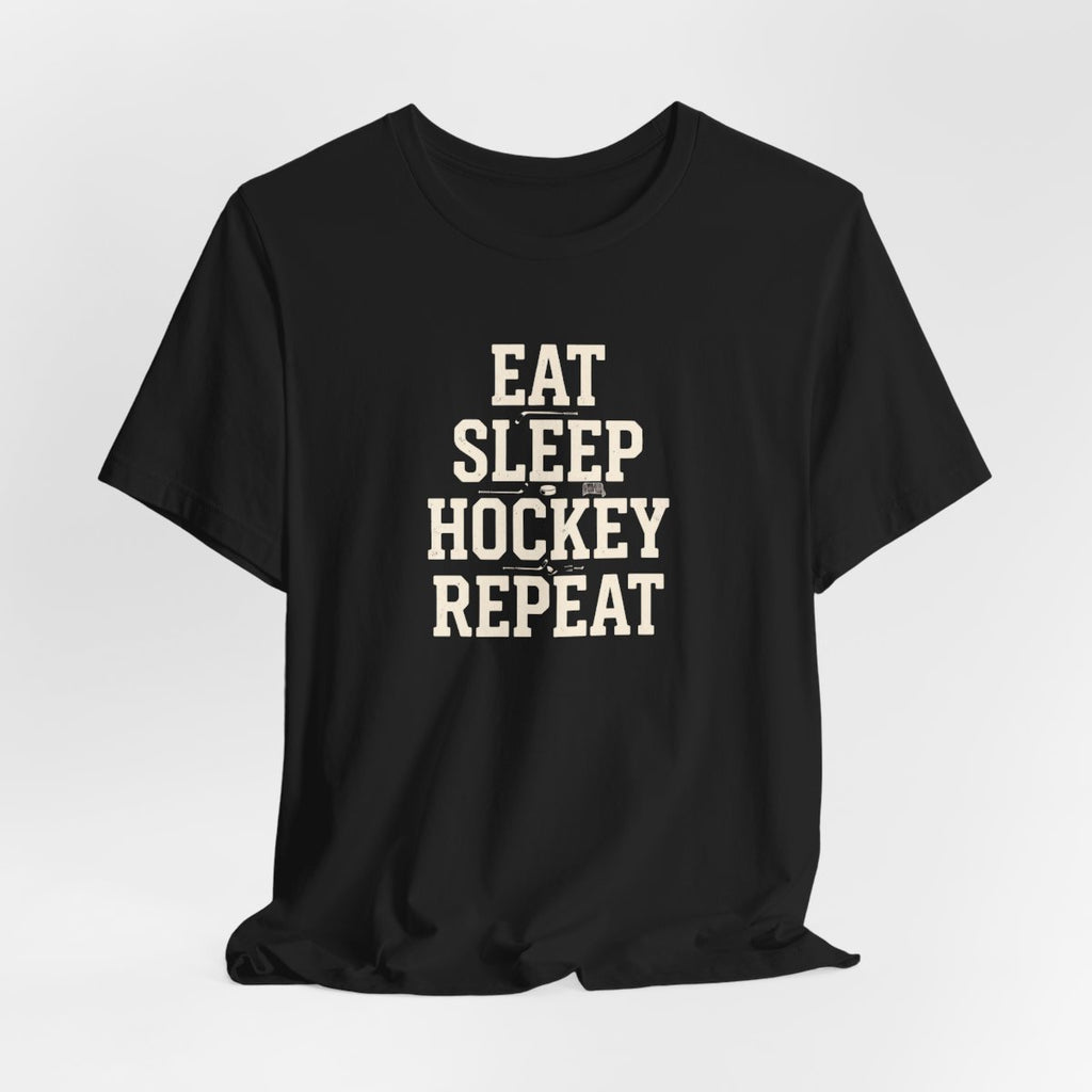 Eat Sleep Hockey Repeat Tee | Funny Hockey Lover Shirt