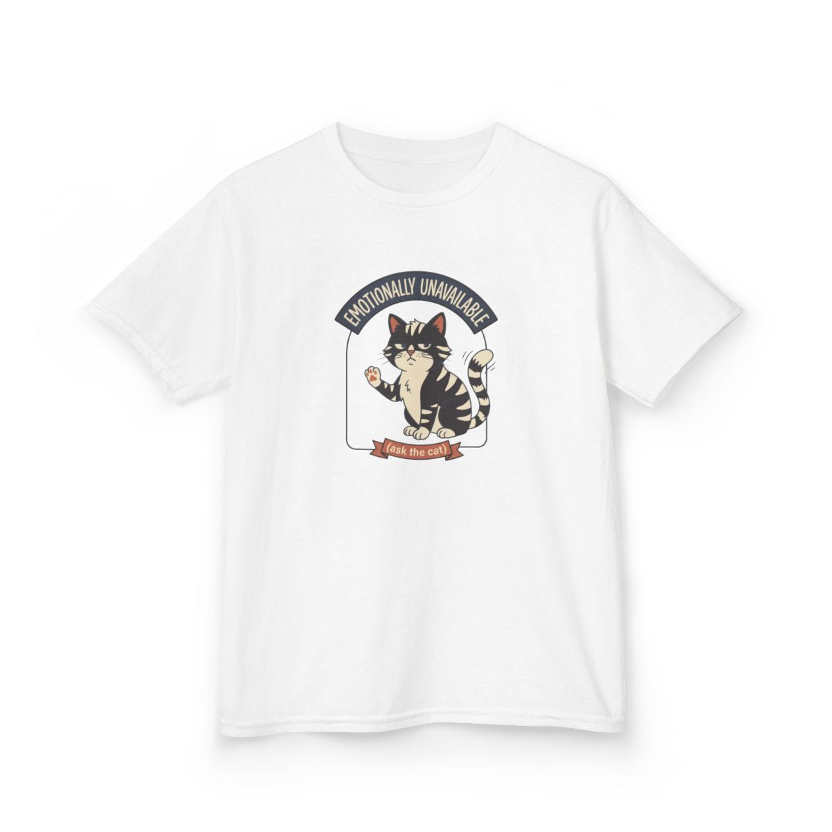 Emotionally Unavailable Cat Kids Tee | Funny Youth Cat Graphic