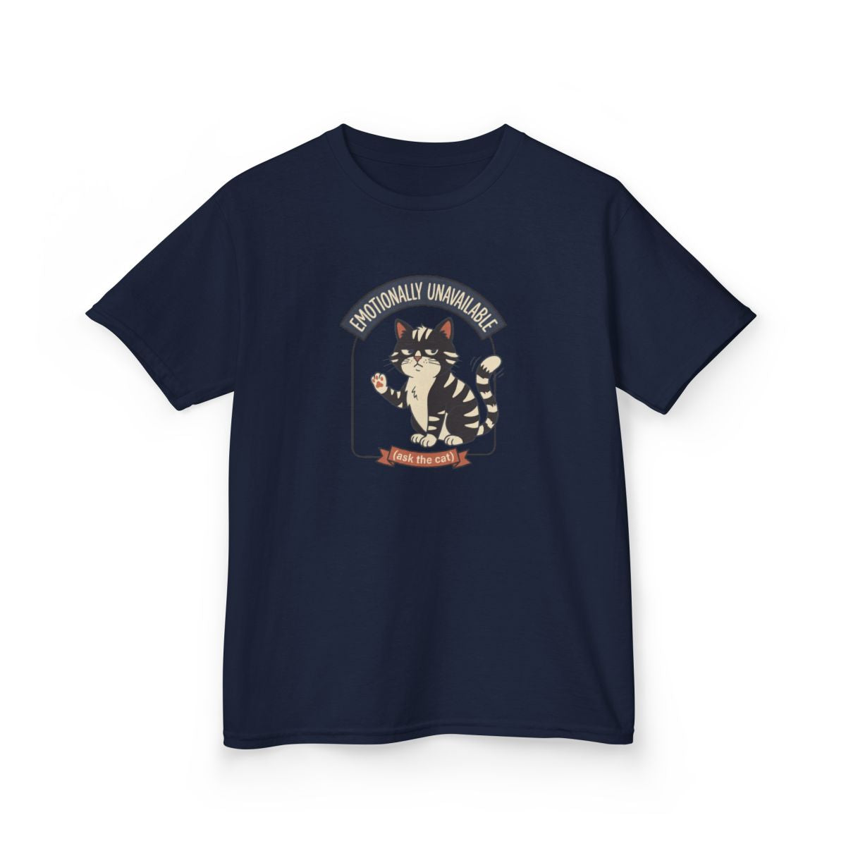 Emotionally Unavailable Cat Kids Tee | Funny Youth Cat Graphic