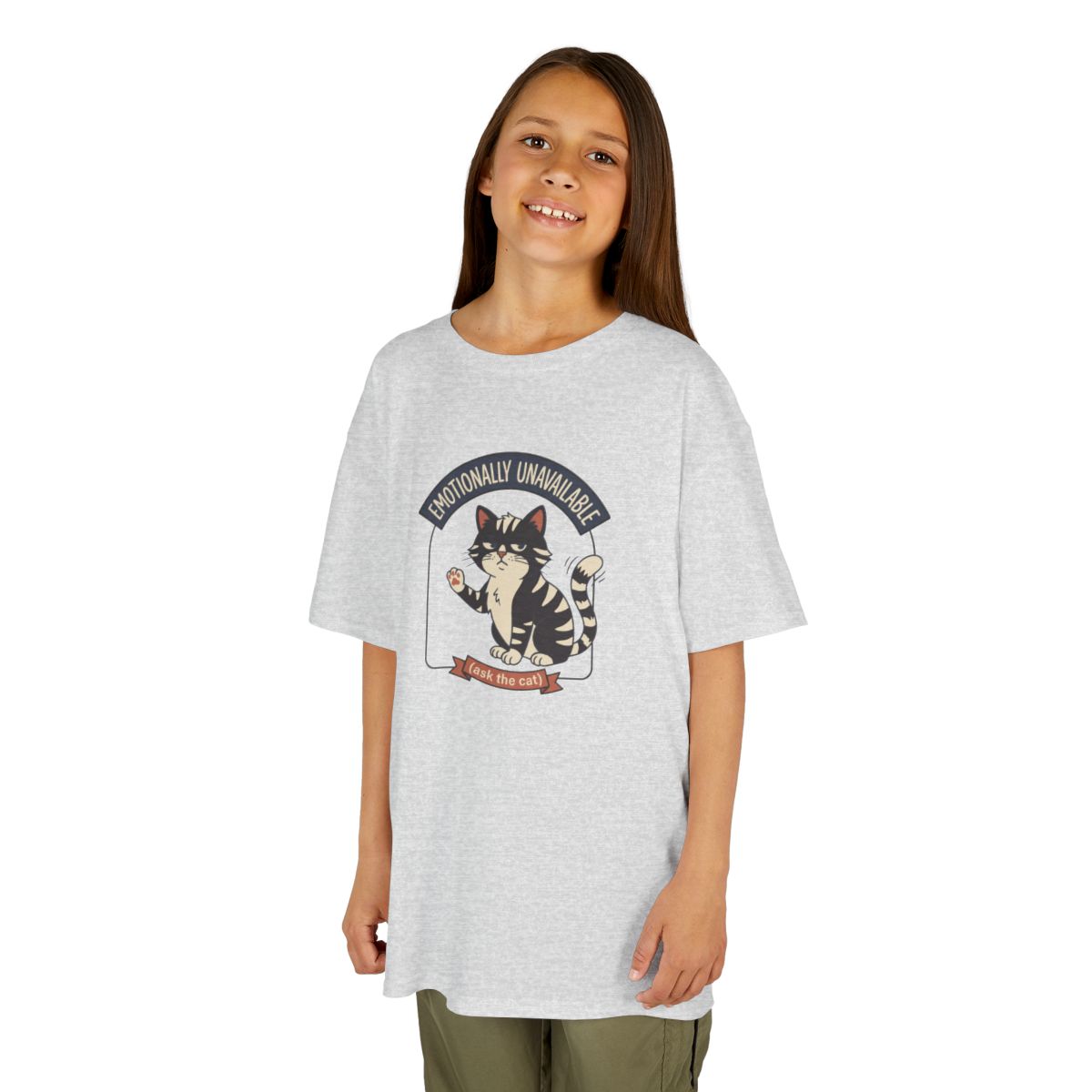 Emotionally Unavailable Cat Kids Tee | Funny Youth Cat Graphic