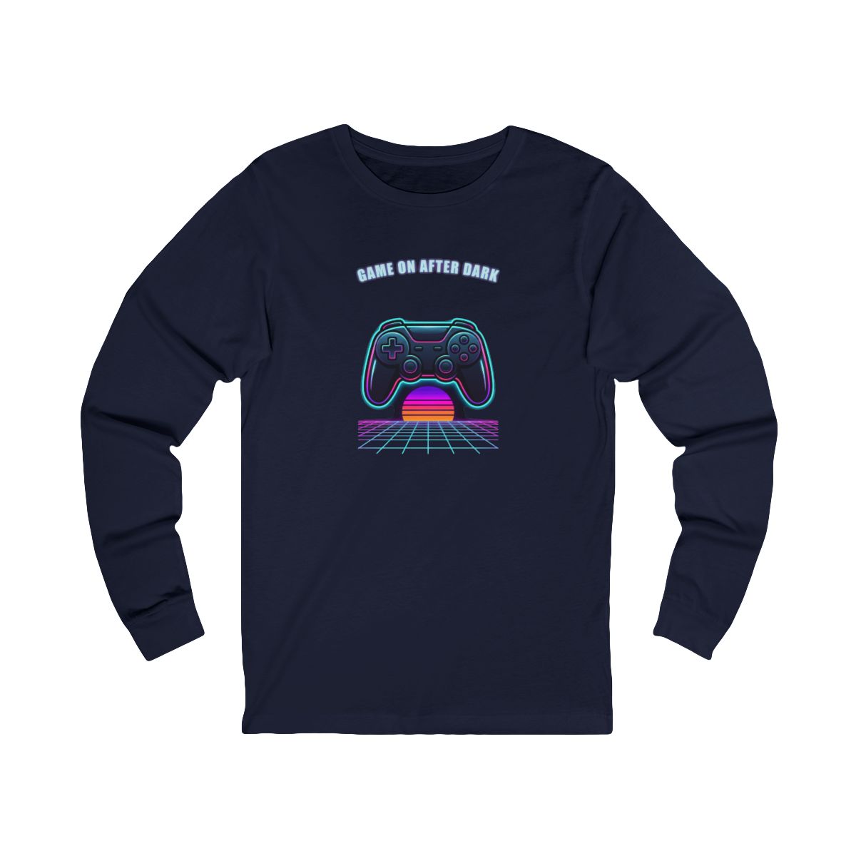 Game On After Dark Long Sleeve Tee | Retro Synthwave Gaming Controller Shirt