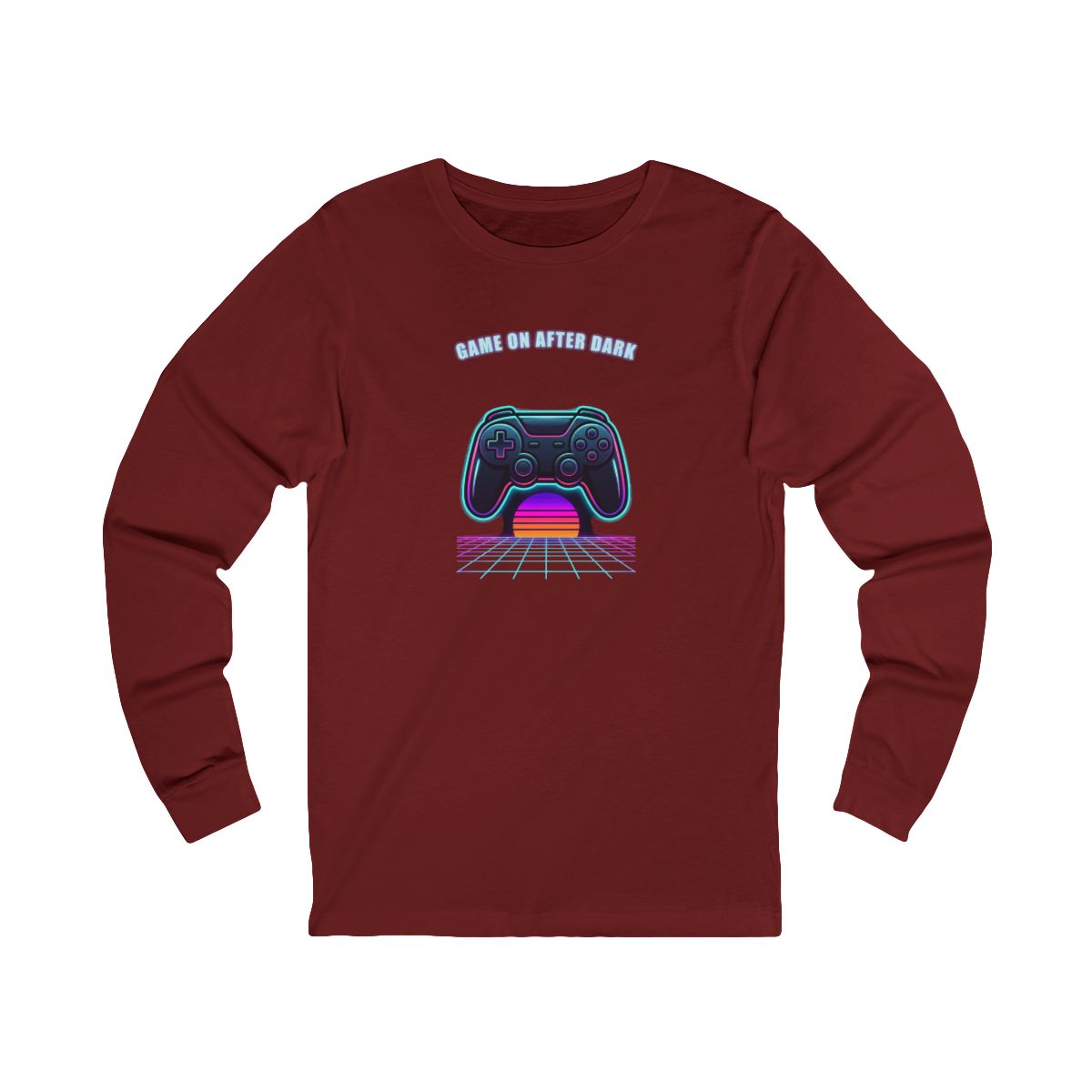 Game On After Dark Long Sleeve Tee | Retro Synthwave Gaming Controller Shirt