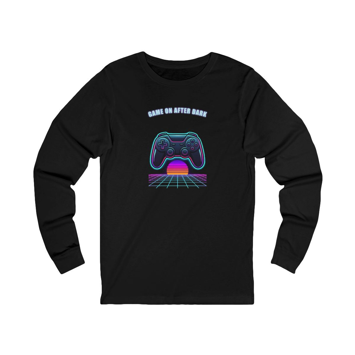 Game On After Dark Long Sleeve Tee | Retro Synthwave Gaming Controller Shirt