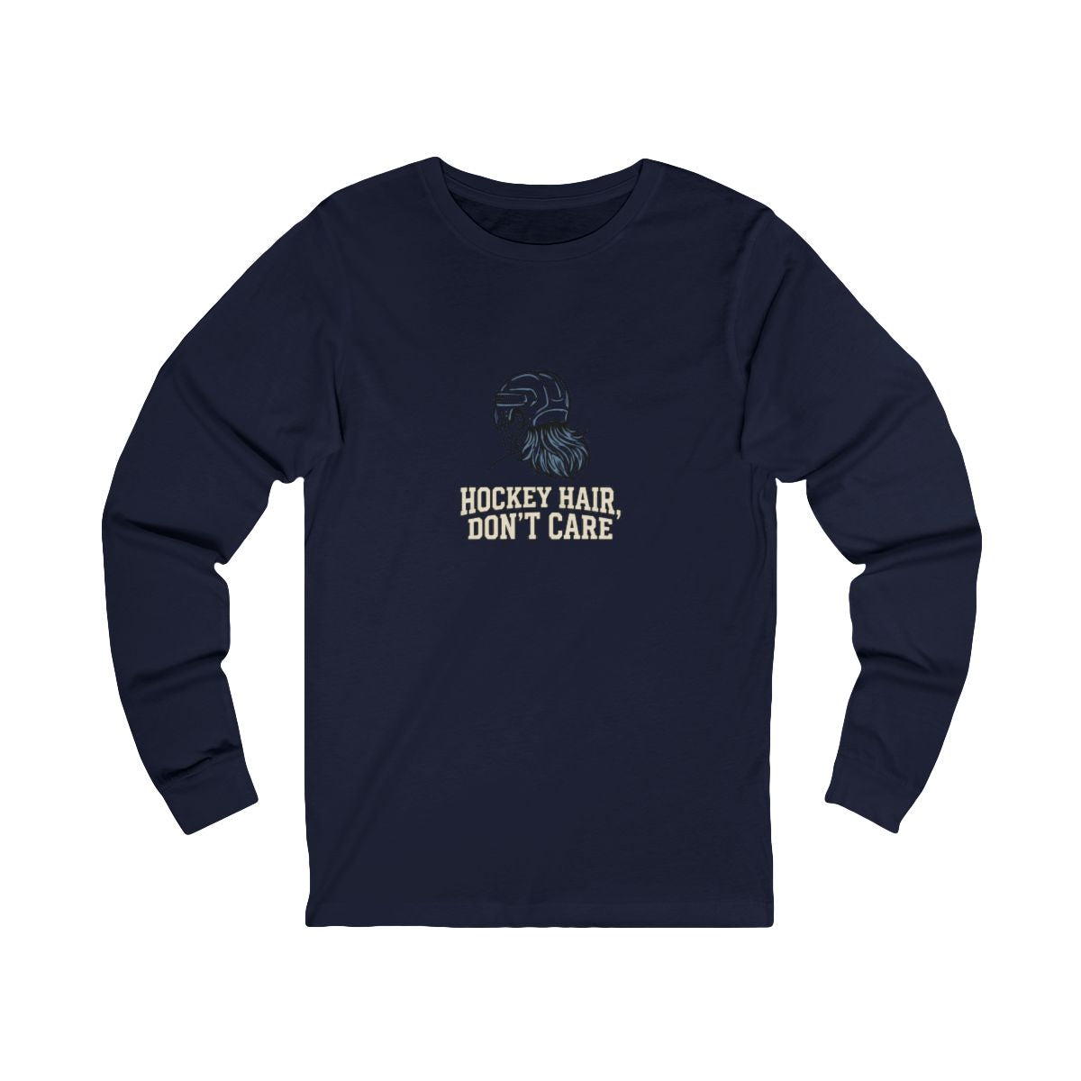 Hockey Hair Don't Care Long Sleeve Tee | Funny Mullet Hockey Shirt