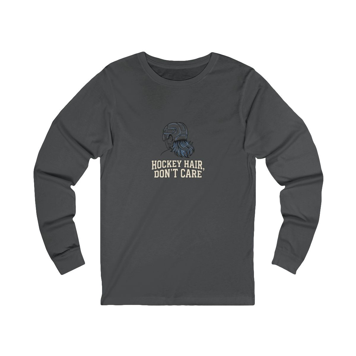 Hockey Hair Don't Care Long Sleeve Tee | Funny Mullet Hockey Shirt