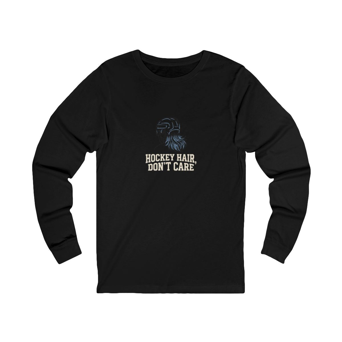 Hockey Hair Don't Care Long Sleeve Tee | Funny Mullet Hockey Shirt