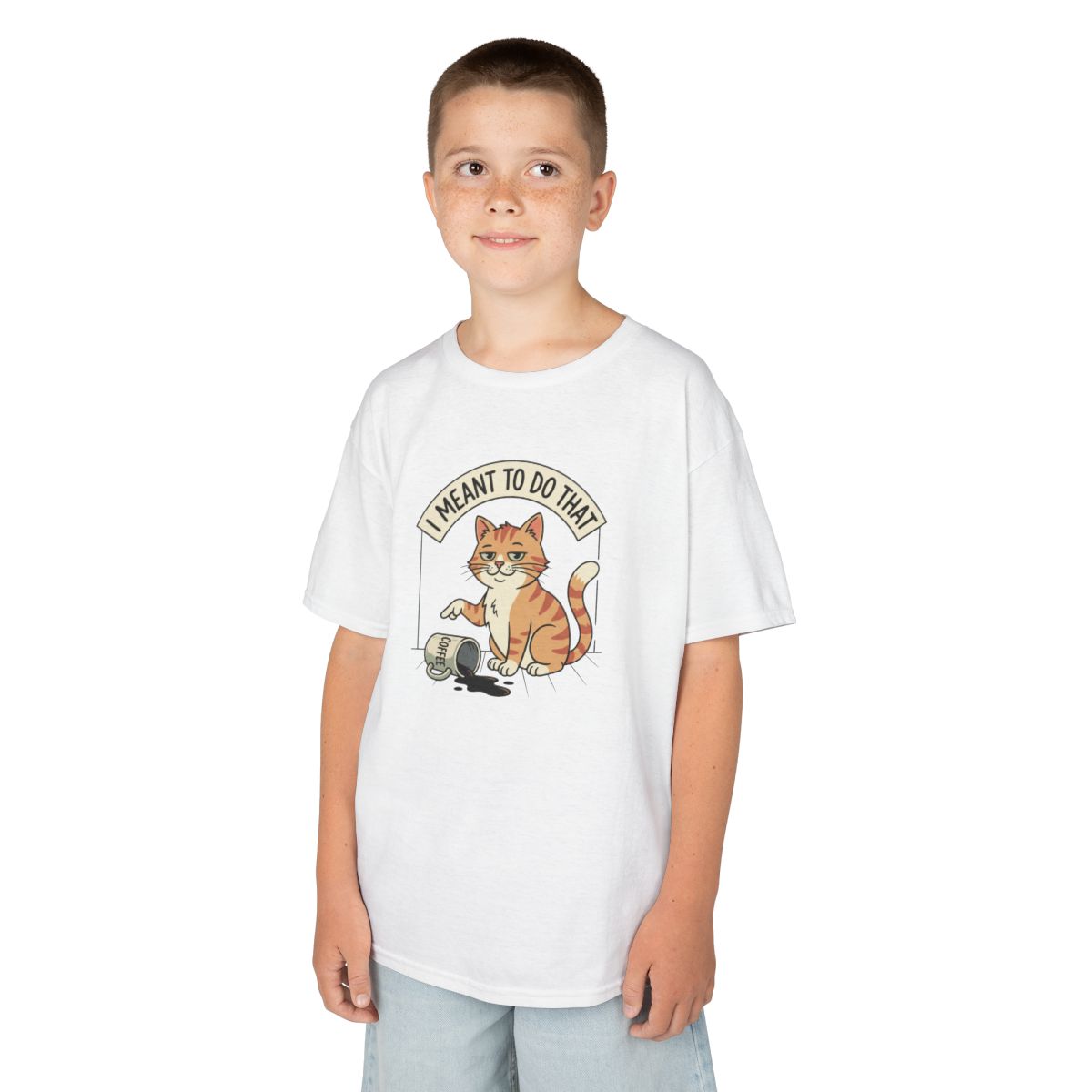 I Meant To Do That Kids Tee | Funny Youth Cat Graphic