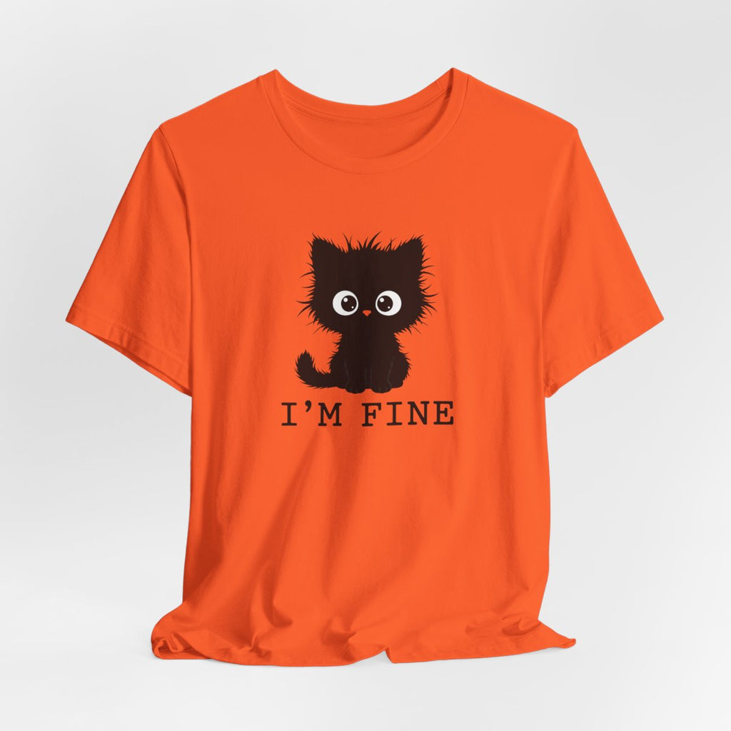I'm Fine Cat Tee | Funny Spooky Black Cat Halloween Shirt