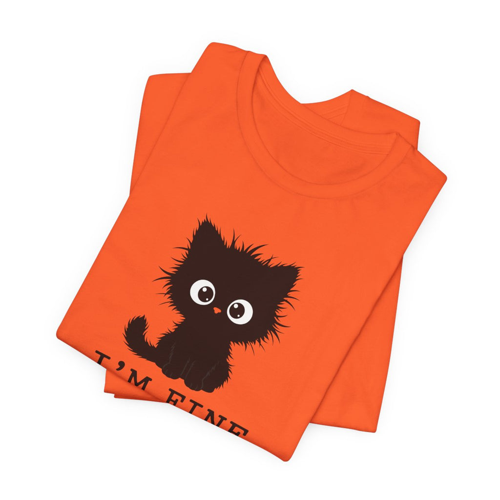 I'm Fine Cat Tee | Funny Spooky Black Cat Halloween Shirt