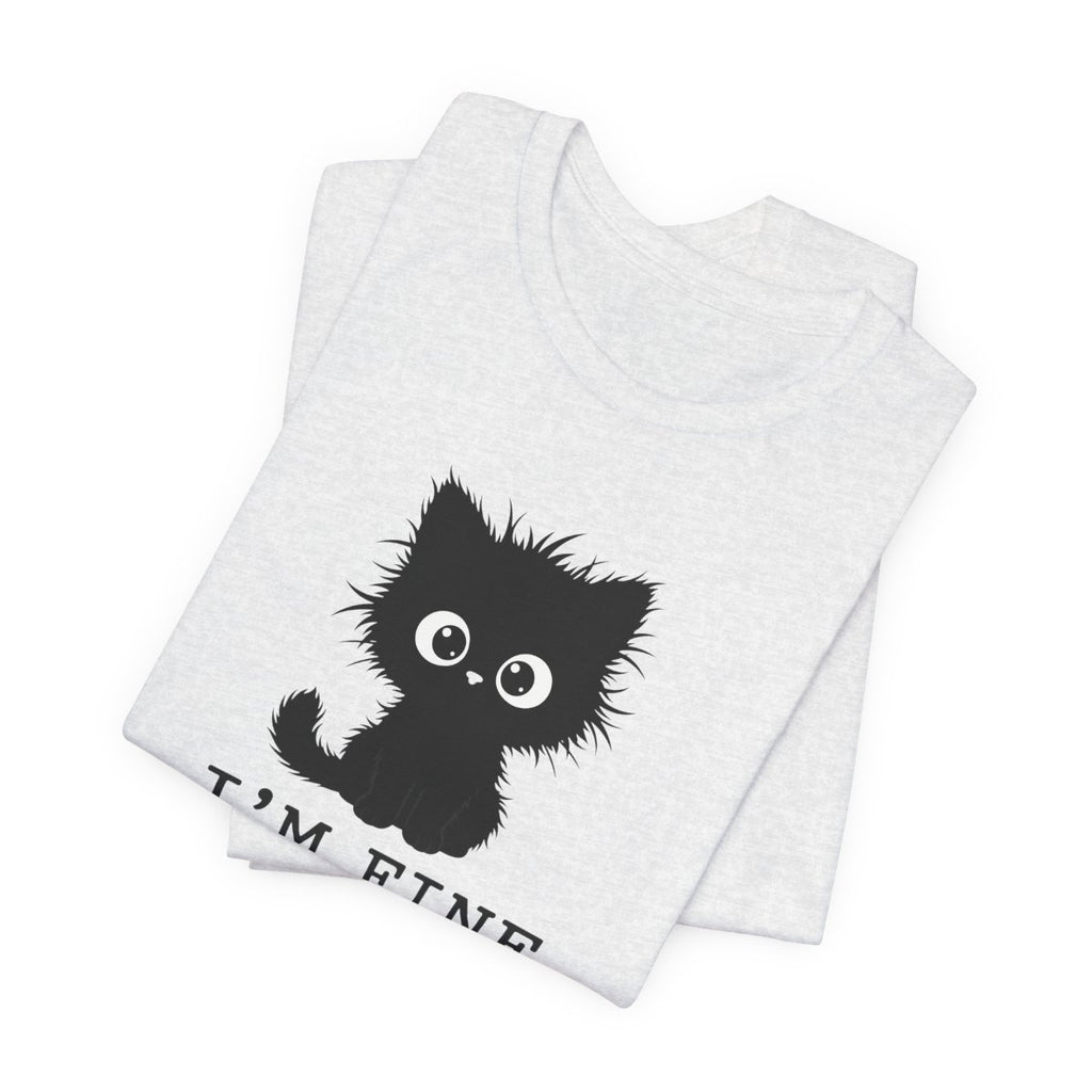 I'm Fine Cat Tee | Funny Spooky Black Cat Halloween Shirt