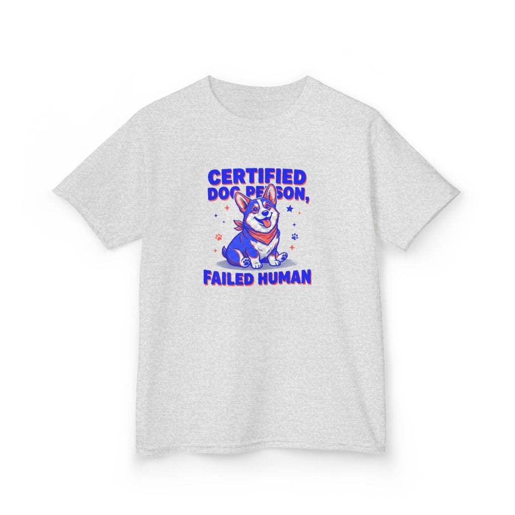 Kids Certified Dog Person Failed Human Tee | Funny Youth Corgi Dog Lover Shirt