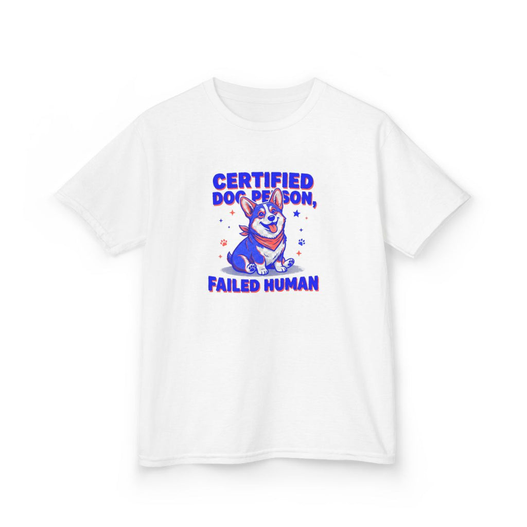 Kids Certified Dog Person Failed Human Tee | Funny Youth Corgi Dog Lover Shirt