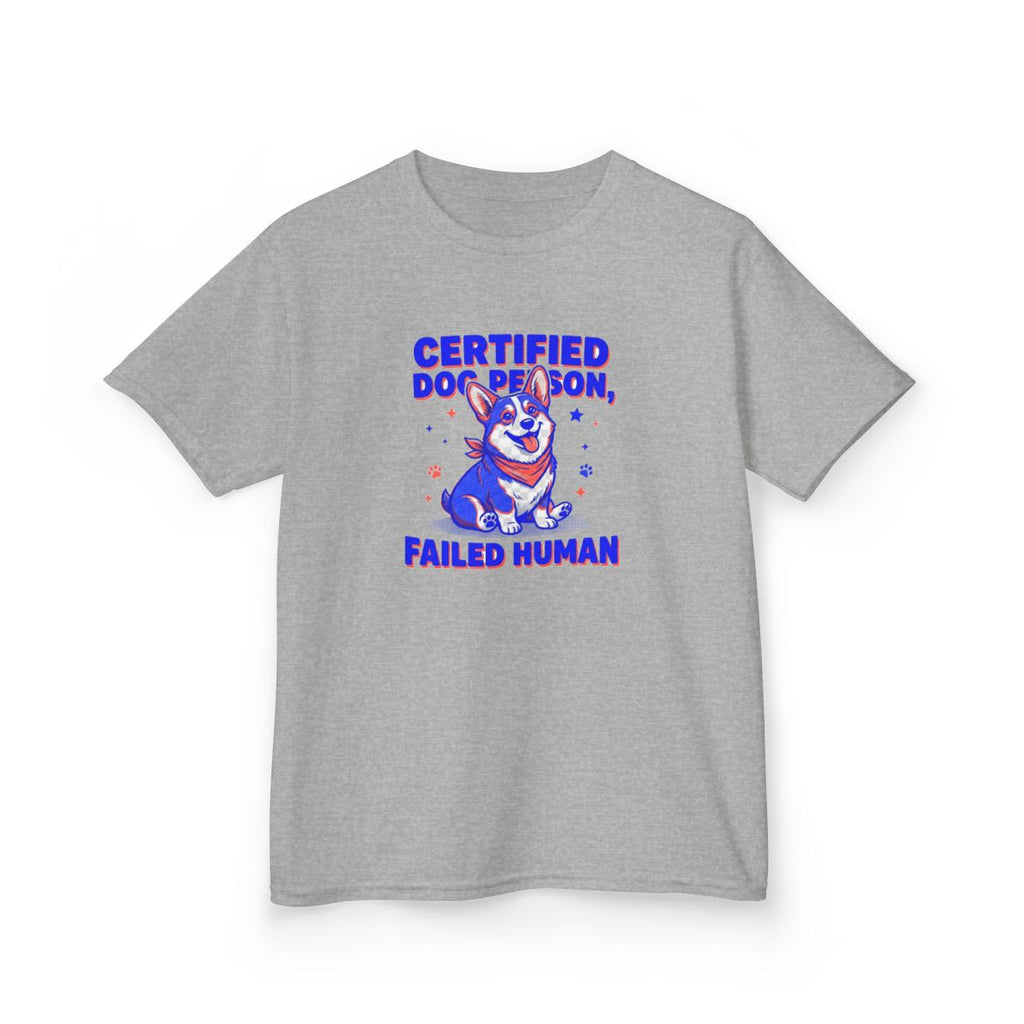Kids Certified Dog Person Failed Human Tee | Funny Youth Corgi Dog Lover Shirt
