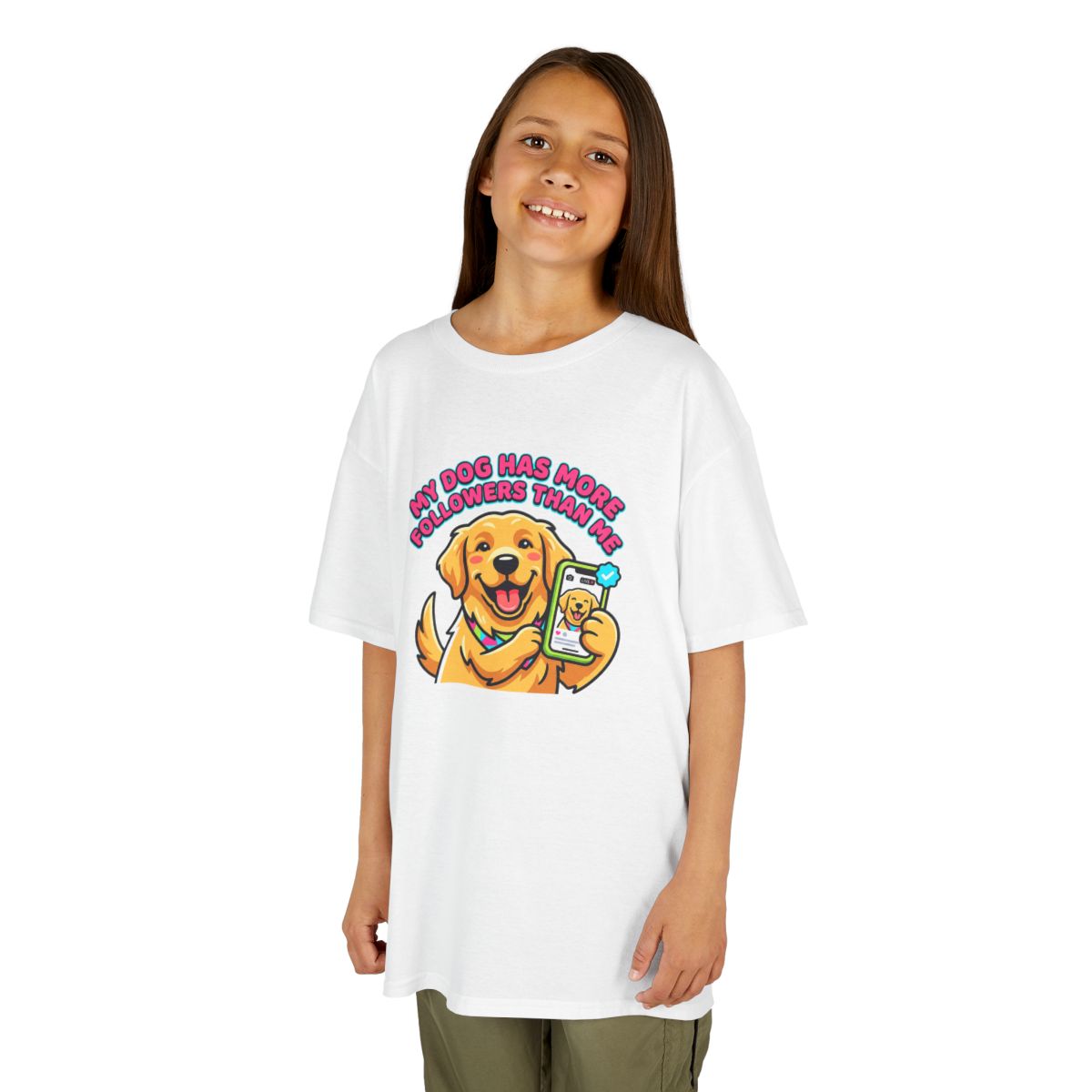 Kids My Dog Has More Followers Tee | Funny Youth Golden Retriever Dog Lover Shirt