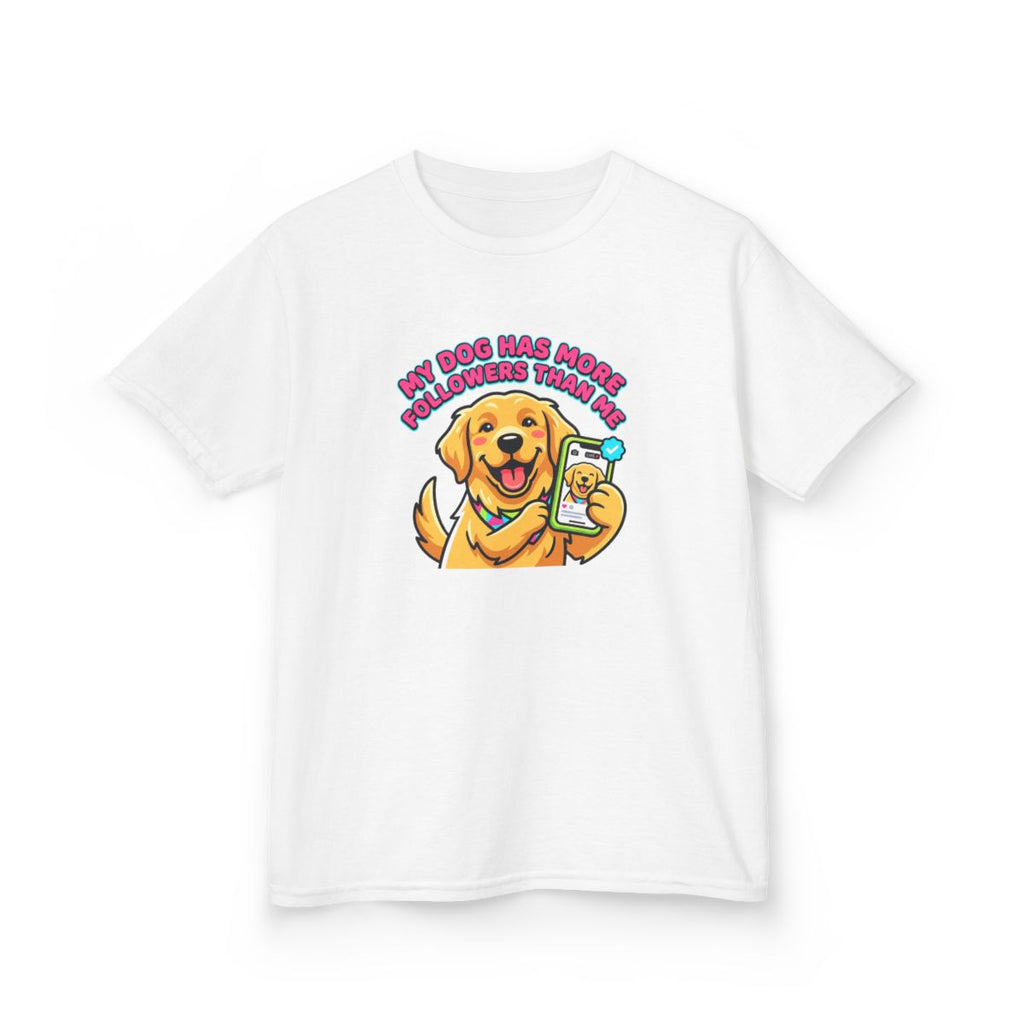 Kids My Dog Has More Followers Tee | Funny Youth Golden Retriever Dog Lover Shirt