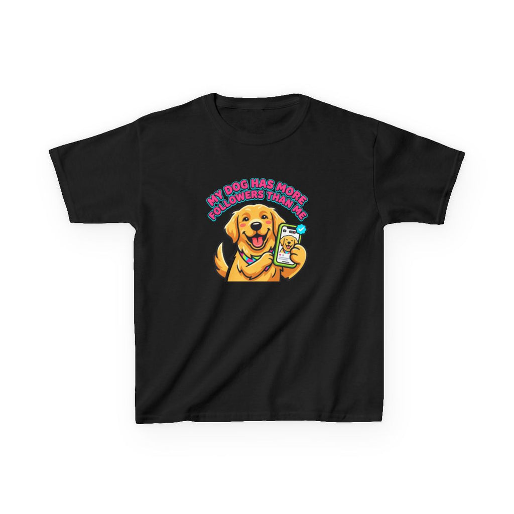 Kids My Dog Has More Followers Tee | Funny Youth Golden Retriever Dog Lover Shirt