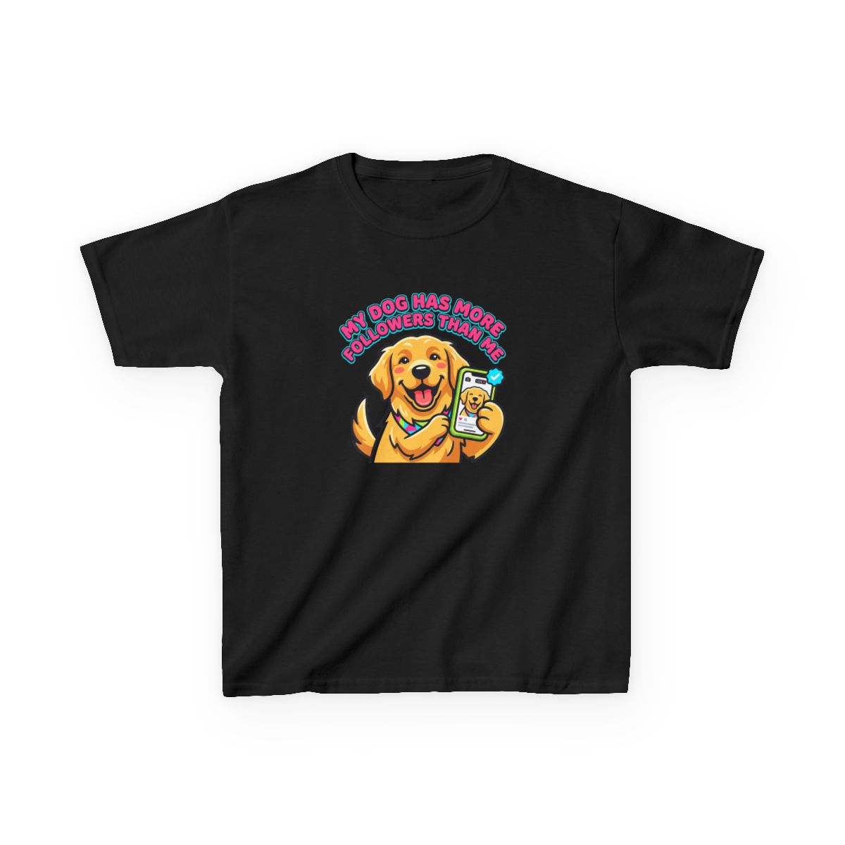 Kids My Dog Has More Followers Tee | Funny Youth Golden Retriever Dog Lover Shirt