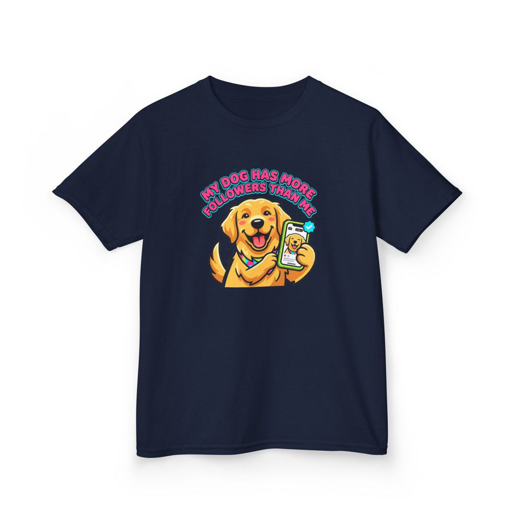 Kids My Dog Has More Followers Tee | Funny Youth Golden Retriever Dog Lover Shirt