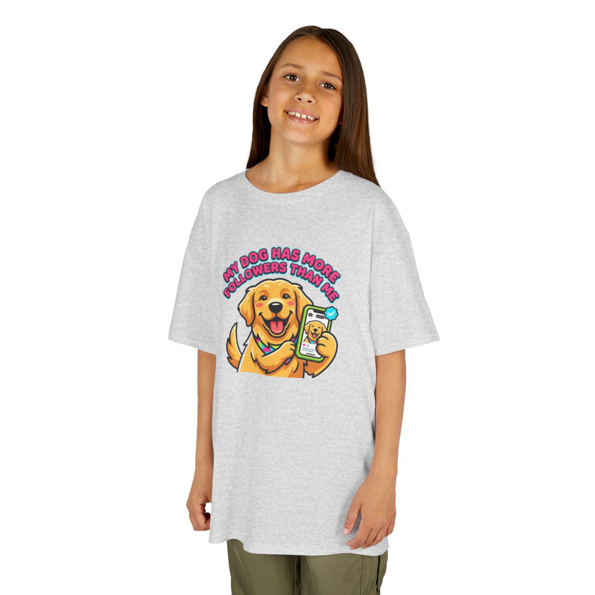 Kids My Dog Has More Followers Tee | Funny Youth Golden Retriever Dog Lover Shirt