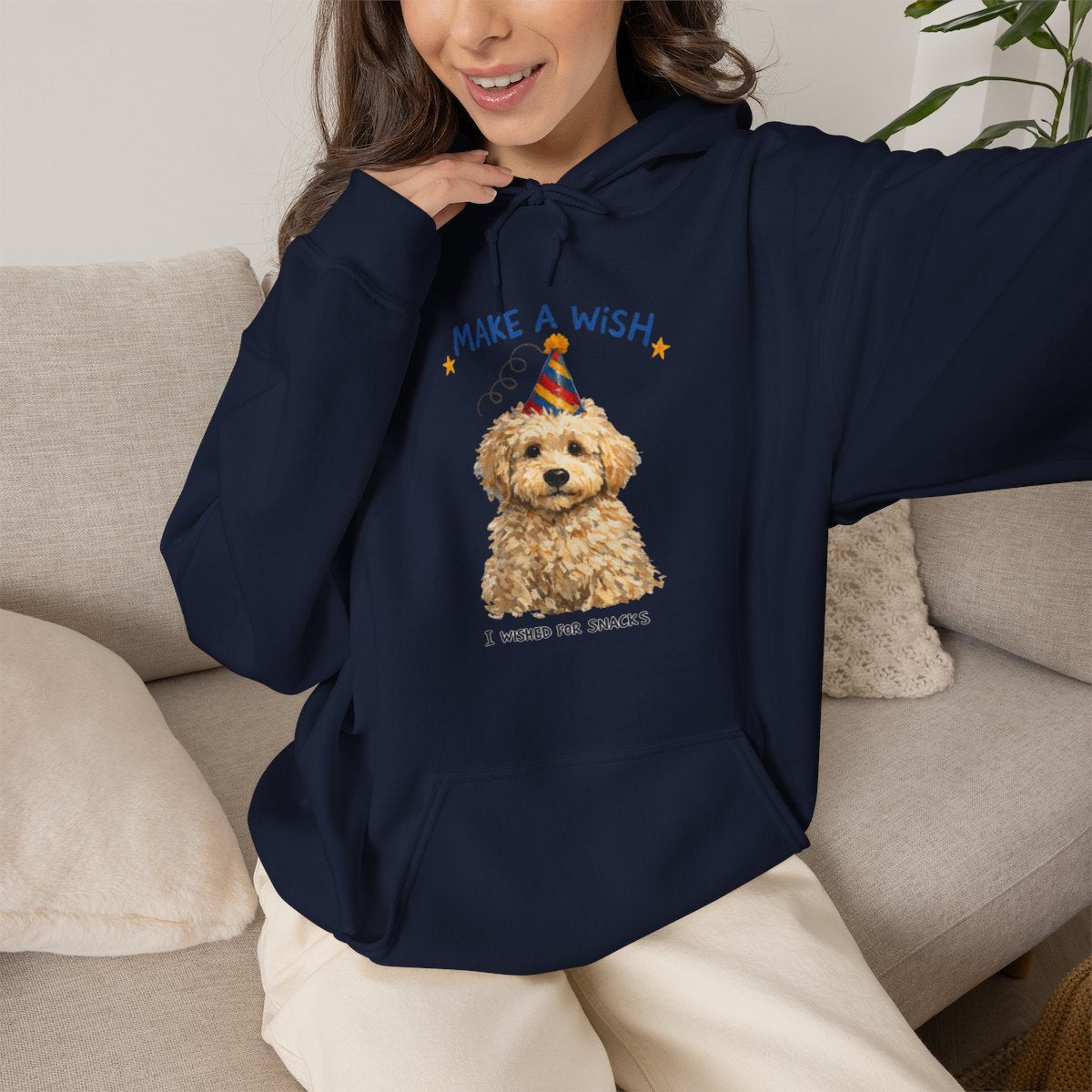 Make a Wish Dog Hoodie | Funny Doodle Birthday Sweatshirt