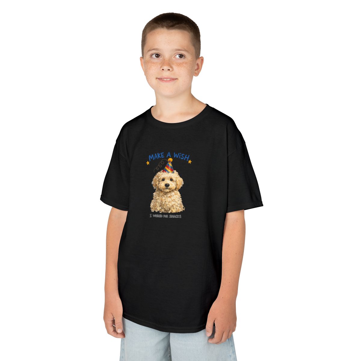Make a Wish Dog Kids Tee | Funny Doodle Birthday Youth Shirt