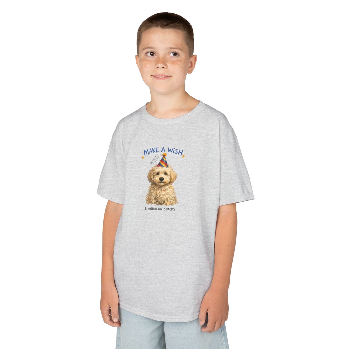 Make a Wish Dog Kids Tee | Funny Doodle Birthday Youth Shirt