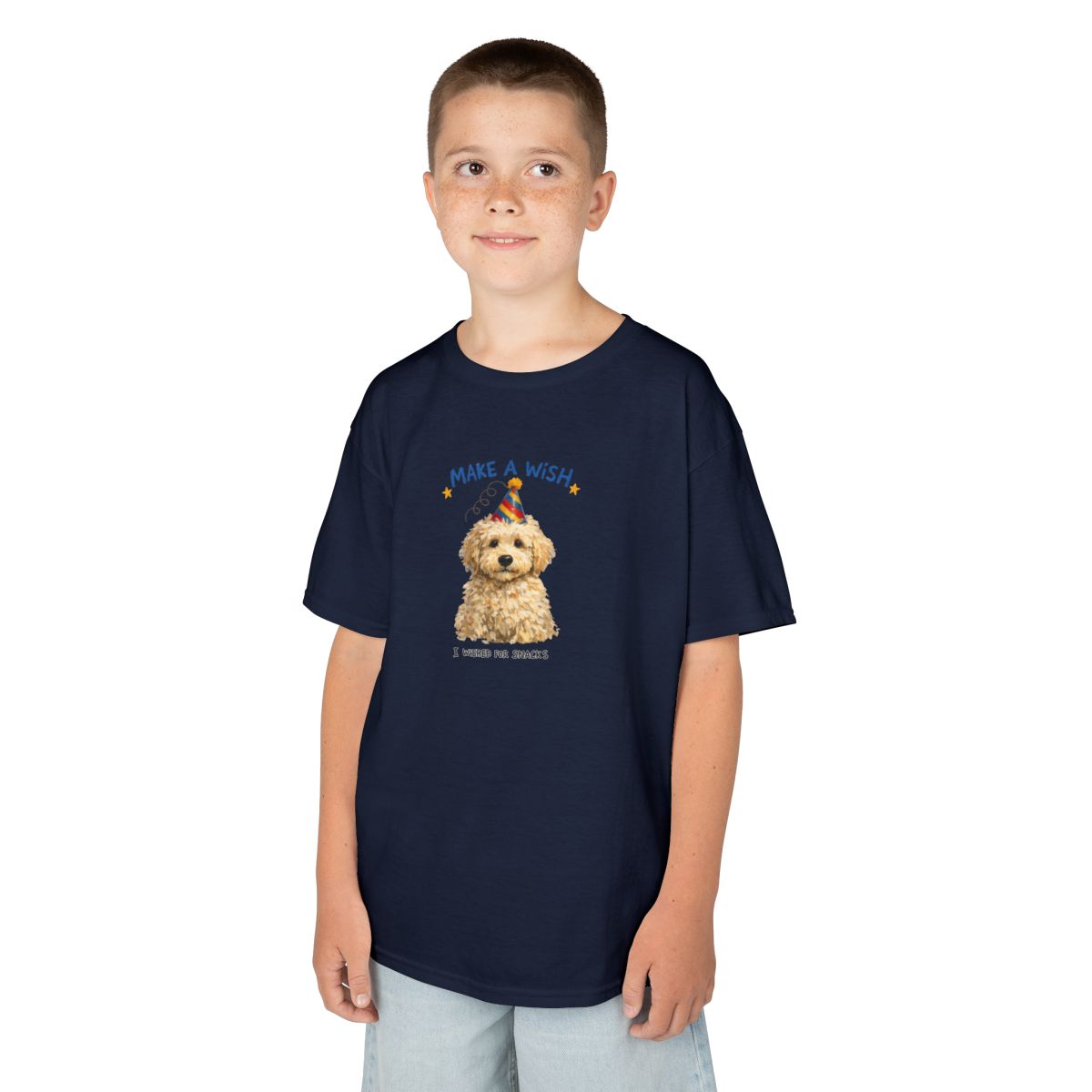 Make a Wish Dog Kids Tee | Funny Doodle Birthday Youth Shirt