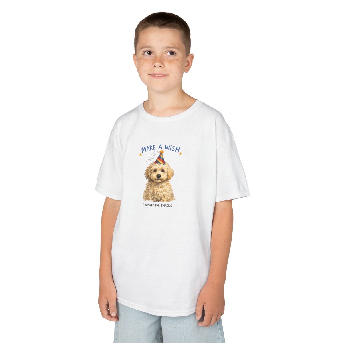 Make a Wish Dog Kids Tee | Funny Doodle Birthday Youth Shirt