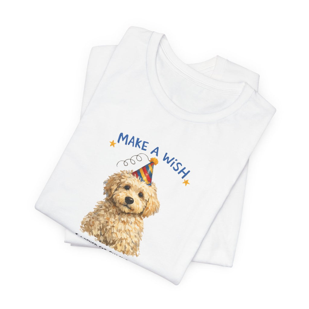 Make a Wish Dog Tee | Funny Doodle Birthday Graphic Shirt