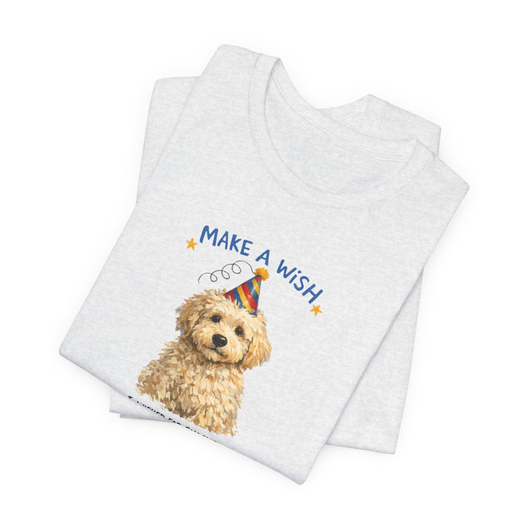 Make a Wish Dog Tee | Funny Doodle Birthday Graphic Shirt
