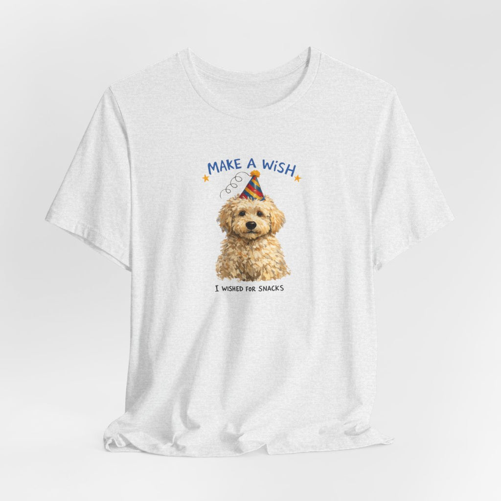 Make a Wish Dog Tee | Funny Doodle Birthday Graphic Shirt