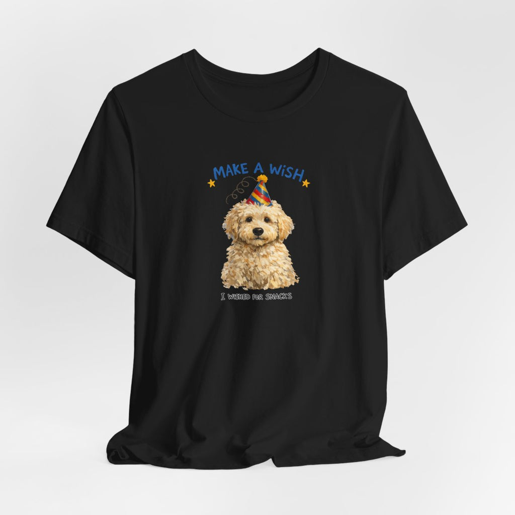 Make a Wish Dog Tee | Funny Doodle Birthday Graphic Shirt
