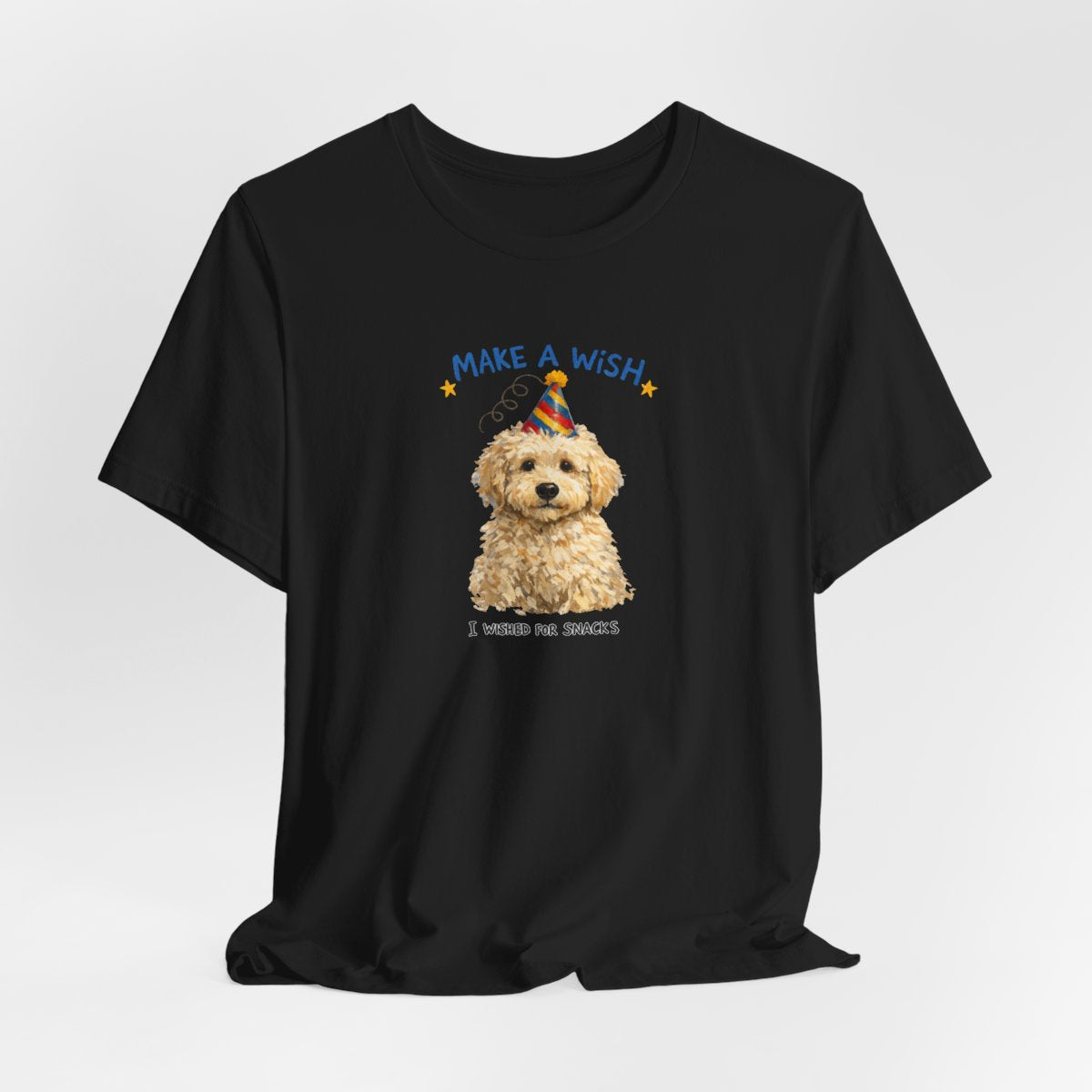 Make a Wish Dog Tee | Funny Doodle Birthday Graphic Shirt