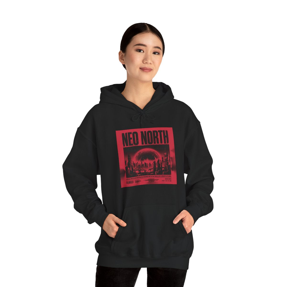 Neo North Hoodie | Retro Cyberpunk Sci-Fi Poster Streetwear